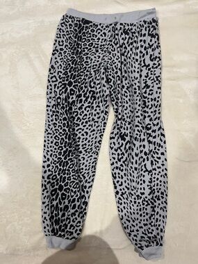 Chaser Black and White Leopard Print Jogger Pants